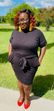 TIE BELT DRESS (BLACK: Custom patch can be requested)