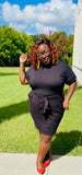 TIE BELT DRESS (BLACK: Custom patch can be requested)