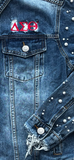 DST Pearl Embellished Sleeve Frayed Denim Jacket
